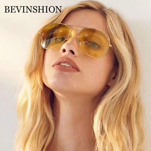 Fashion Classic Pilot Sunglasses Men Driver Goggles Night Vision Yellow Lens Metal Vintage Sexy Sun Glasses Women Shades UV400