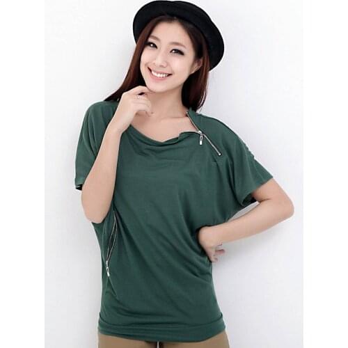 Fashion Logo Printing Blue T Shirts Womens Short Sleeve Fashion 100% cotton Female T-Shirts