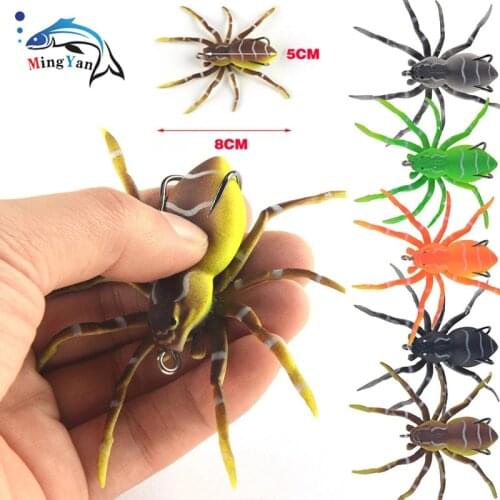 1pcs Spider Soft Bait 8cm 6.7g Silicone Bait Artificial Softbait Lures Weedless Fishing Lure with Realistic Design