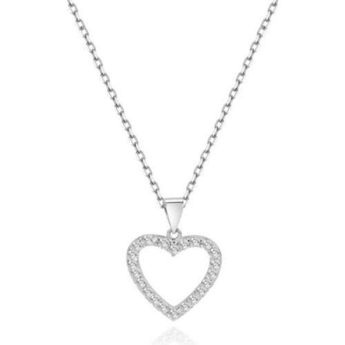 New Arrival Lady 925 Silver Necklace Women Clavicle Accessories Trendy Crystal Heart Pendant Necklace Female Jewelry Bright