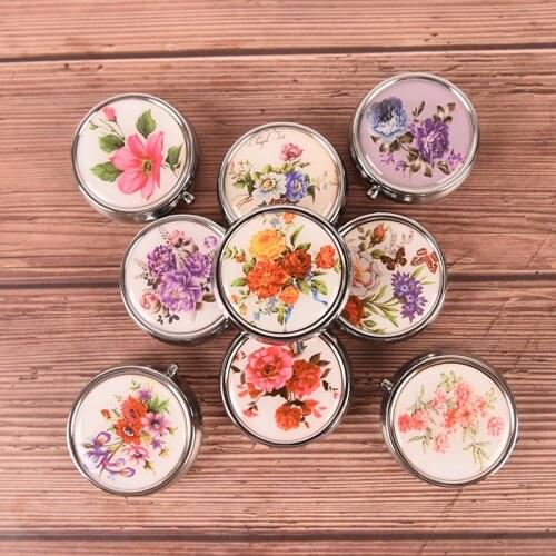 Medicine Organizer Portable Pill Box Makeup Storage Container Folding pill case Metal pill cutter