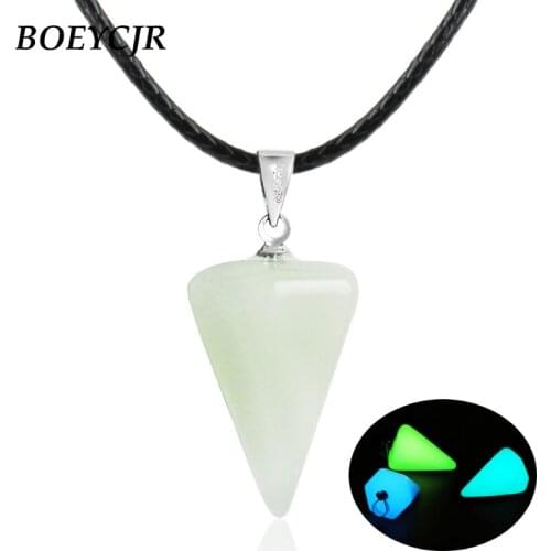 BOEYCJR Hexagon Glow in the dark Pendant Necklace Handmade Necklace Beads Necklace for Men and Women Halloween Gift