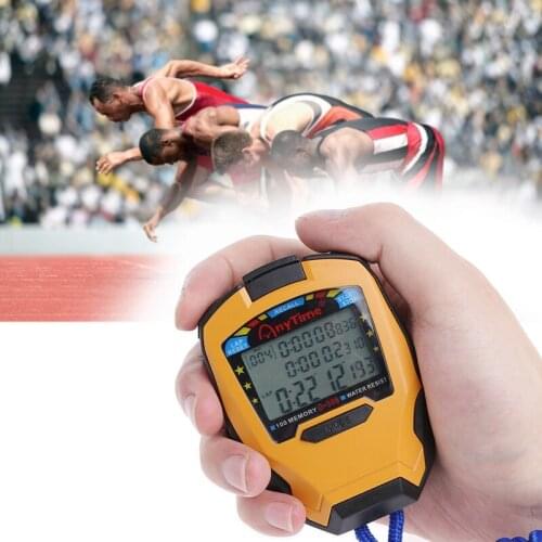 Professional Stopwatch 3 Rows 100 Laps 1/1000 Seconds Digital Sport Counter Timer Professional Athletics Stopwatch