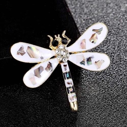 Luxury Brand Shell enamel dragonfly brooches jewelry for mens punk bijoux metal alloy vintage pin brooches women party gifts
