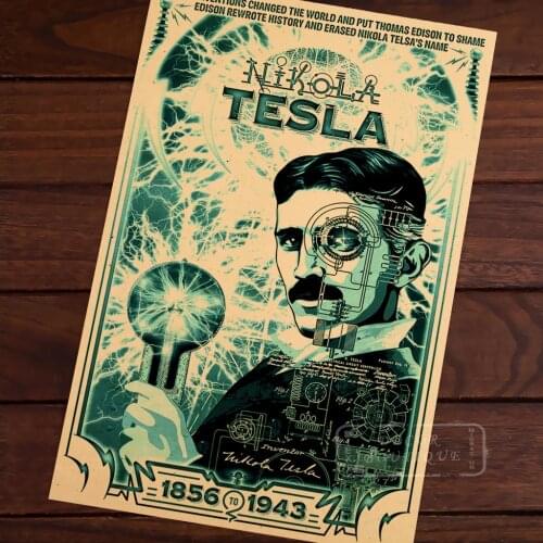 Great Scientist Physicist Tesla Poster Cool Science Magic Portrait Retro Decorative Wall Canvas Stickers Posters Bar Home Decor