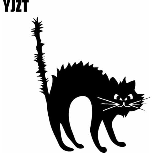 YJZT 13.3X15.1CM Modern Art Window Car Stickers Decor Frightened Cat Funny Vinyl Decal Black/Silver C24-1826