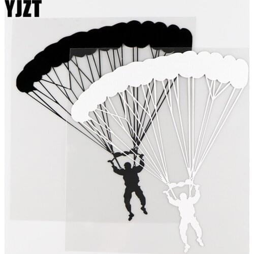 YJZT 14X16CM Parachute Car Sticker Vinyl Decal Mural Design Skydiving Sport Extreme Black / Silver 10A-0338