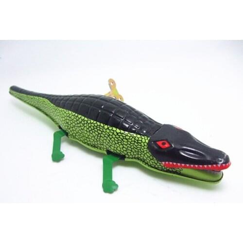 [Funny] Classic collection Retro Clockwork Wind up Metal Walking Tin crocodile alligator toy Mechanical toys kids christmas gift