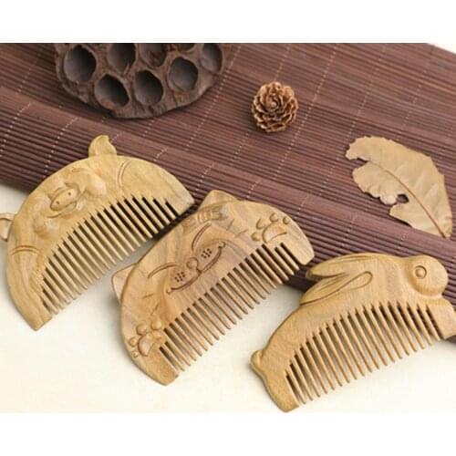 Green Sandalwood Comb Portable Small Comb for Girls Cute Cat Comb for Children Hair Comb Barber Accessories Cute Hair Brush
