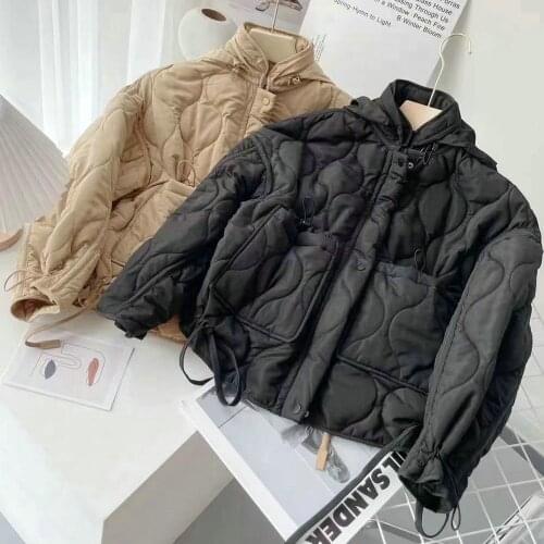 2020 New Fashion Autumn Winter Women Black Loose Padded Bomber Jackets Lady Argyle Zipper Baseball Parkas Oversize Coats Outwear