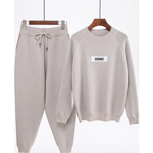Mozuleva 2021 Winter New Womens Fashion Cashmere Knitted Sweater Sets Sportswear Long-sleeved Trousers Two-piece Sets femme