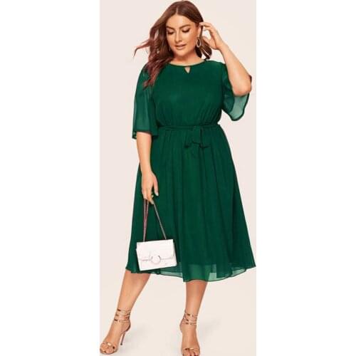 Summer Dress For Women Clothing 2021 Elegant Plus Size Dress Casual O Neck Half Sleeve Knee Length Party Dress платье летнее A40