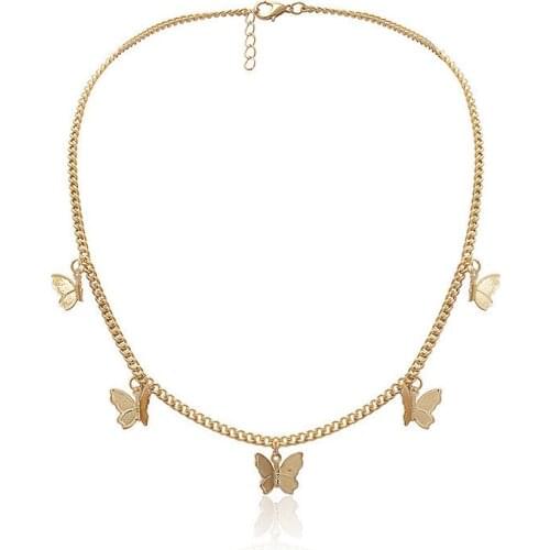 Bohemian butterfly pendant lady necklace vintage cute butterfly pendant necklace European and American fashion jewelry