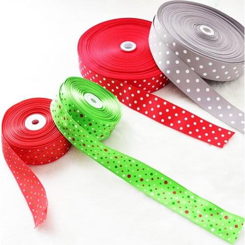 2Yards/Roll 4 colors Best quality Polka Dots Printed Grosgrain Ribbons ECO-Friendly For DIY Girls Hairbows 38mm