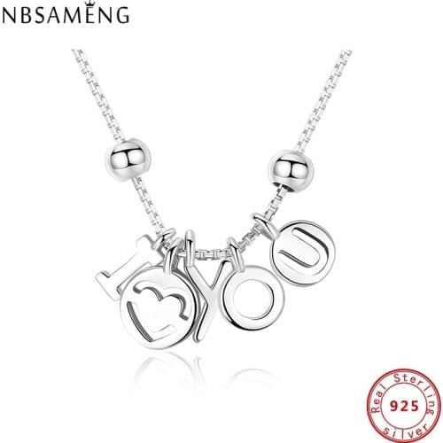 2020 100% Real 925 Sterling Silver Necklace Love Necklaces Jewelry Sterling Silver Gift Women DIY Jewelry