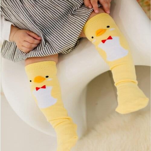2021 Cute Animal Pattern Baby Long Socks Non-slip Soft Cotton Girls Boys Sock Duck Penguin Cartoon Pattern Socks