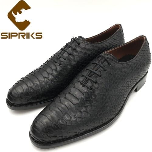 2021 Sipriks Luxury Mens Snakeskin Oxofrds Casual Shoe Pointed Formal Leather Shoes Italian Custom Goodyear Welted Lace Up Shoes