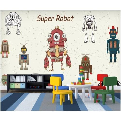 3d photo wallpaper custom mural on the wall Hand-painted creative robot childrens room home decor wallpaper for walls 3 d
