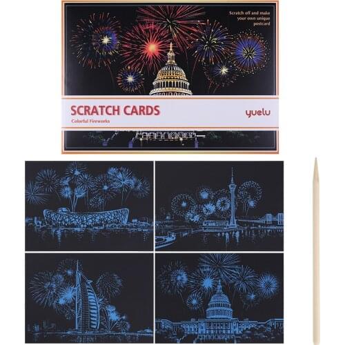 4pcs 29*21cm DIY Scratch Art Doodle Scraping Painting Cards Educational Learning Drawing Toys Craft Gift for Kids Adults