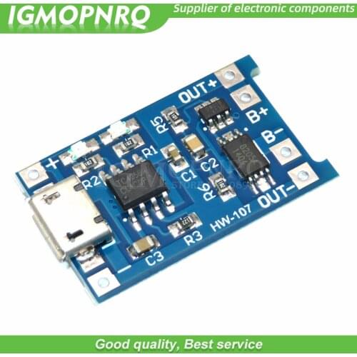 5pcs Micro USB 5V 1A 18650 TP4056 Lithium Battery Charger Module Charging Board With Protection Dual Functions 1A Li-ion
