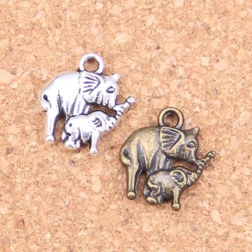 90pcs Charms mama and baby elephant 16x14mm Antique Pendants,Vintage Tibetan Silver Jewelry,DIY for bracelet necklace
