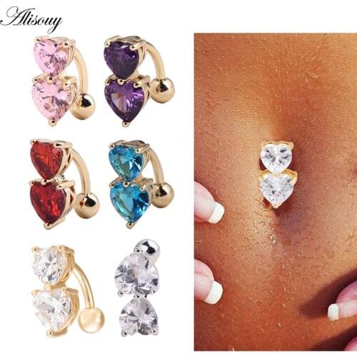 Alisouy 1PC Steel Belly Button Rings Crystal Piercing Navel Piercing Navel Earring Gold Belly Piercing Sex Body Jewelry Piercing
