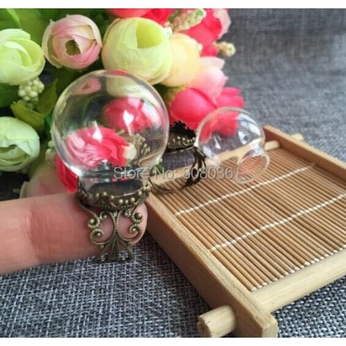 Free shipping!!! Top Hot 25*15mm Glass Cover Vial Pendant & Ring set Vial Forest Girl Series glass globe Bulb Glass Bottle