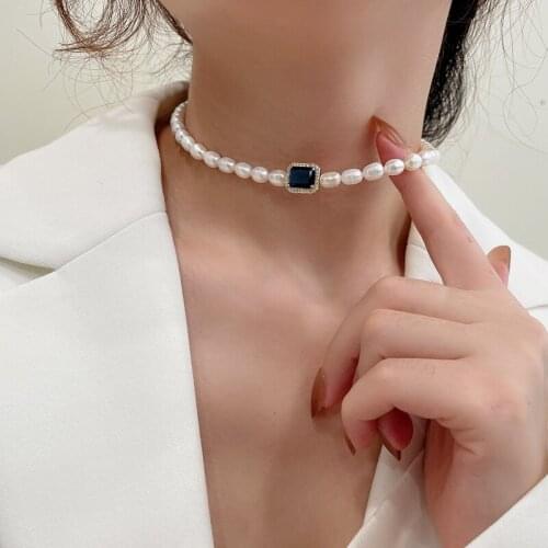 Vintage Style Simple 6-7MM Natural Pearl Chain Choker Necklace For Women Wedding Love Shell Pendant Necklace Fashion Jewelry