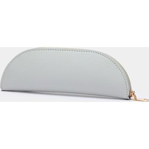 Japan and South Korea simple pu leather leather pencil case business office stationery storage bag portable cosmetic hair powder