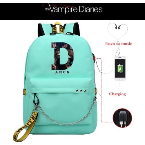 The Vampire Diaries USB Charge Backpacks School Bags Girls Boys Teenagers Multifunction Teen Student BookBags Casual Schoobag