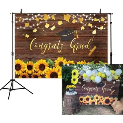 HUAYI Photography Backdrop Graduation Hat Sunflowers Photo Background Graduate School Party Studio Photocalls Backdrops W-2291