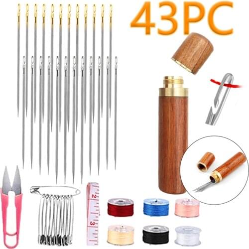 12/24/43Pcs Blind Needle Elderly Needle-side Hole Hand Household Sewing Stainless Steel Sewing Needless Threading Apparel Sewing