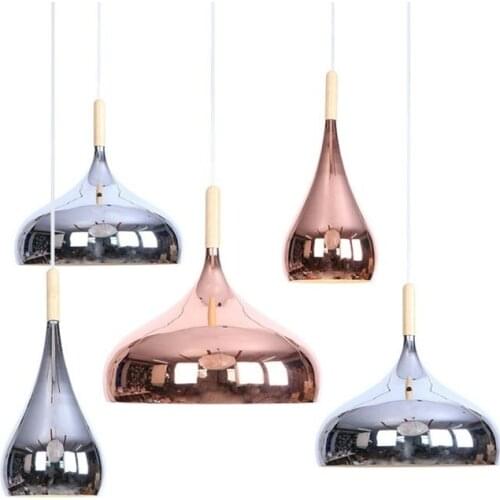 Hotel restaurant cafe personality contracted chrome color rose gold single head, wrought iron decorative chandelier