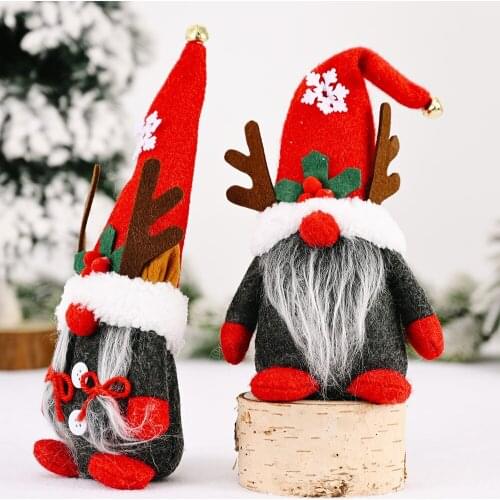 Creative Antlers Dwarf Ornaments Fabric Faceless Doll Forest Old Man Doll Chriastmas Decoration Navidad 2021 Christmas Gift