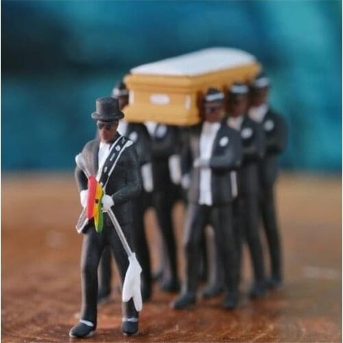 Hot Cofin Dance Coffin Cosplay Ghana Black Dancing Team Pallbearers Action Figure Display Funny Dolls Toys for Adult Kids