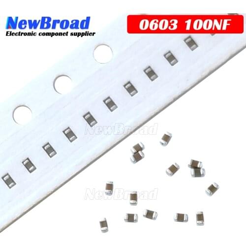 100pcs 100NF X7R Error 10% 50V 0603 104 SMD Thick Film Chip Multilayer Ceramic Capacitor