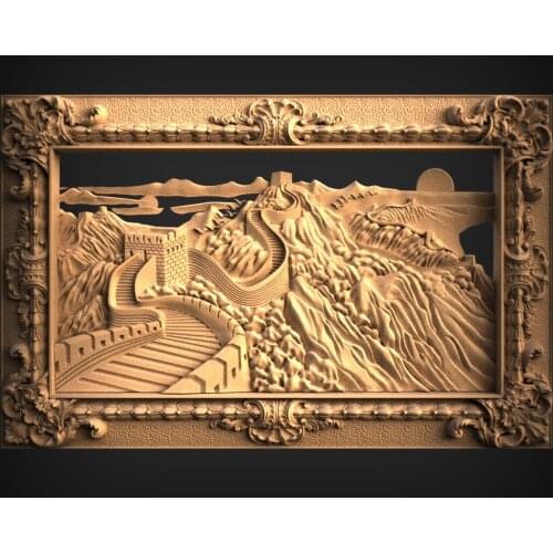 3d STL Model for CNC Router Engraver Carving Machine Relief Artcam Aspire "the Great Wall" CNC files Decor Relief