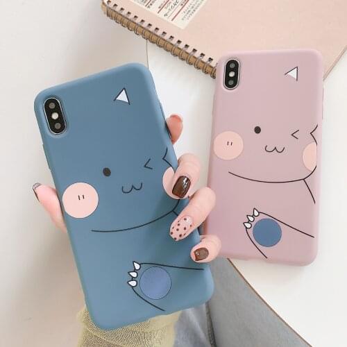 Cartoon Cute Dinosaur Phone Case for iPhone 11 12pro 12mini Transparent Soft Silicone Shell for iPhone 8 XS 7/8Plus Phone Cover