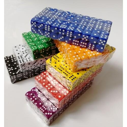Wholesale 100PCS/Lot Solid Color Dice Set Drinking Dice 16MM Acrylic Round Corner Dices Board Game Gambling Cubes Dados 6 Caras