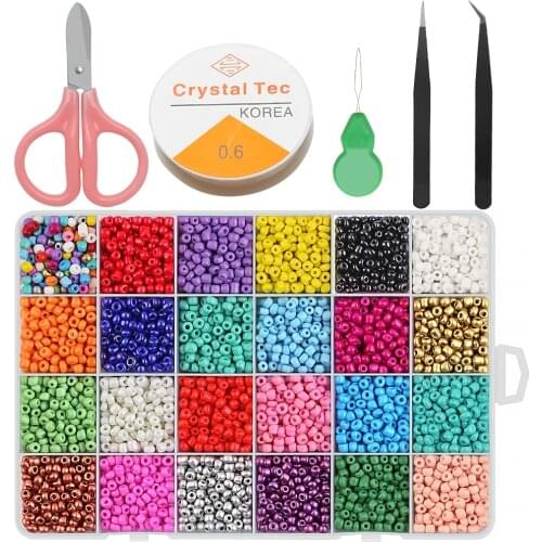 Glass Seed Beads 2/3/4mm Small Craft Round Mini Spacer Beaded Kits for Jewelry Making Bracelets Accessories with Container Box