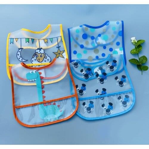 Baby Waterproof Transparent Pattern Bib Soft Plastic Baby Bib Cute Cartoon Pattern Toddler Baby EVA Waterproof Saliva Towel