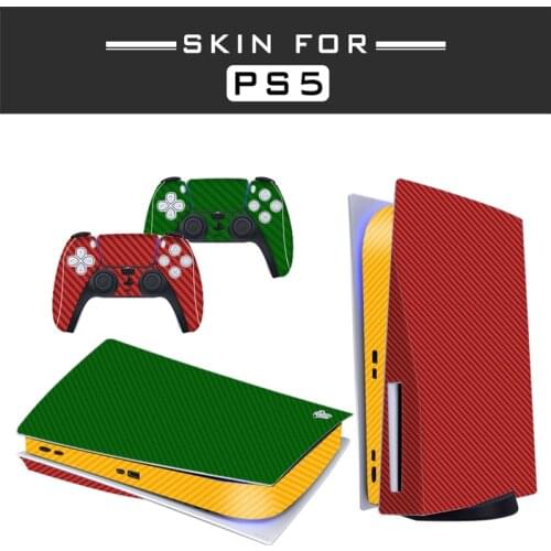 Carbon Fiber PS5 Standard Disc Edition Skin Sticker Decal Cover for PlayStation 5 Console Controller PS5 Protection Shell Case