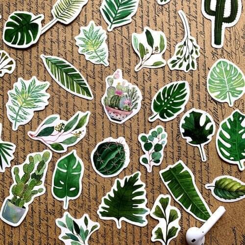60Pcs Cartoon 2021 Green plant leaves Stickers Graffiti Punk Waterproof Decal Laptop Motorcycle Luggage Snowboard Car Sticker
