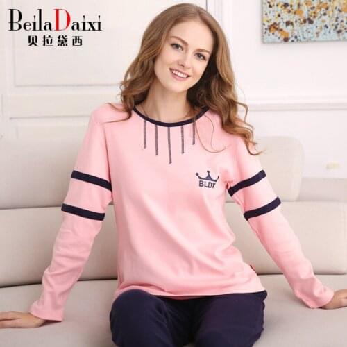 SoftFox 2016 Newest Cutton Modal Pajamas Gallus And Coat For Autumn Winter Print Pagoda Sleeve Two Colors Red Pink FreeShipping