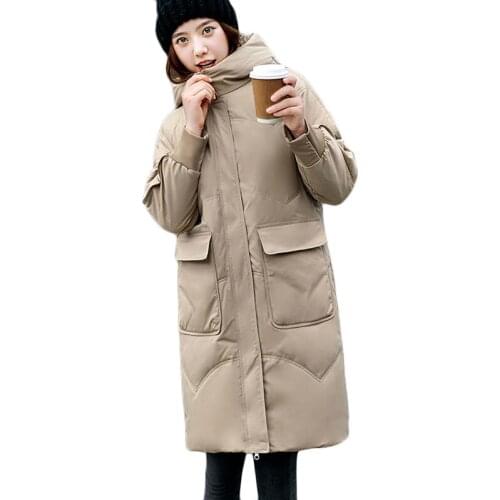 2021 New Womens Long Down Jacket 90% White Duck Down Winter Warm Outerwear Fashion Hooded Parka Overcoat Chaqueta Plumón Mujer