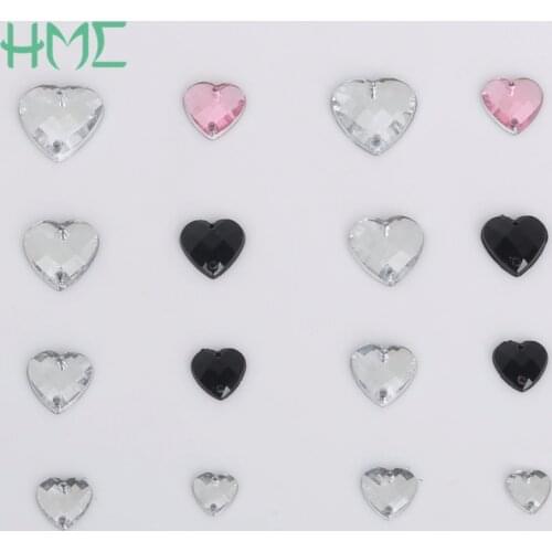 New Loose Rhinestones 8-16mm 50/100Pcs Heart Shape Crystal 2 Hole Flatback Acrylic Rhinestone For Clothing Wedding Decoration