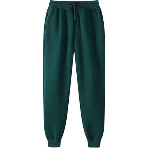 Solid Color Unisex Straight Pants Ankle-Length Elastic Waist Ankle Banded Thicken Running Jogging Sweatpants Oversize Trousers