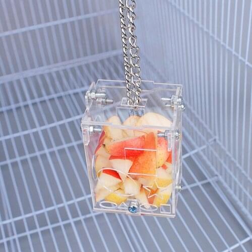 Clear Bird Feeder Creative Acrylic Educational Hanging Forage Toy Parrot Feeder Bird Fruit Vegetable Feeder Pet Feeding Supplies