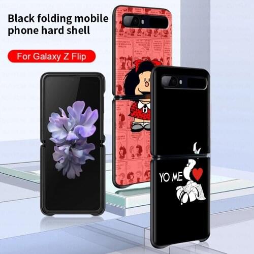 Luxury Black Hard Case For Samsung Z Flip Cover Cute Mafalda Hot Sale Phone Shell For Galaxy Z Flip 5G Foldable Coque TPU Fundas