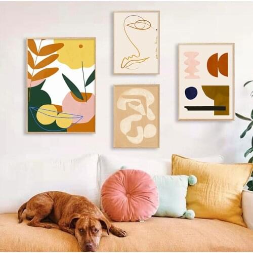 Self-adhesive Wall Stickers Painting Boho Abstract Tropcial Plants Poster Pictures Wall Decor Wall Art Posters Home Decoration